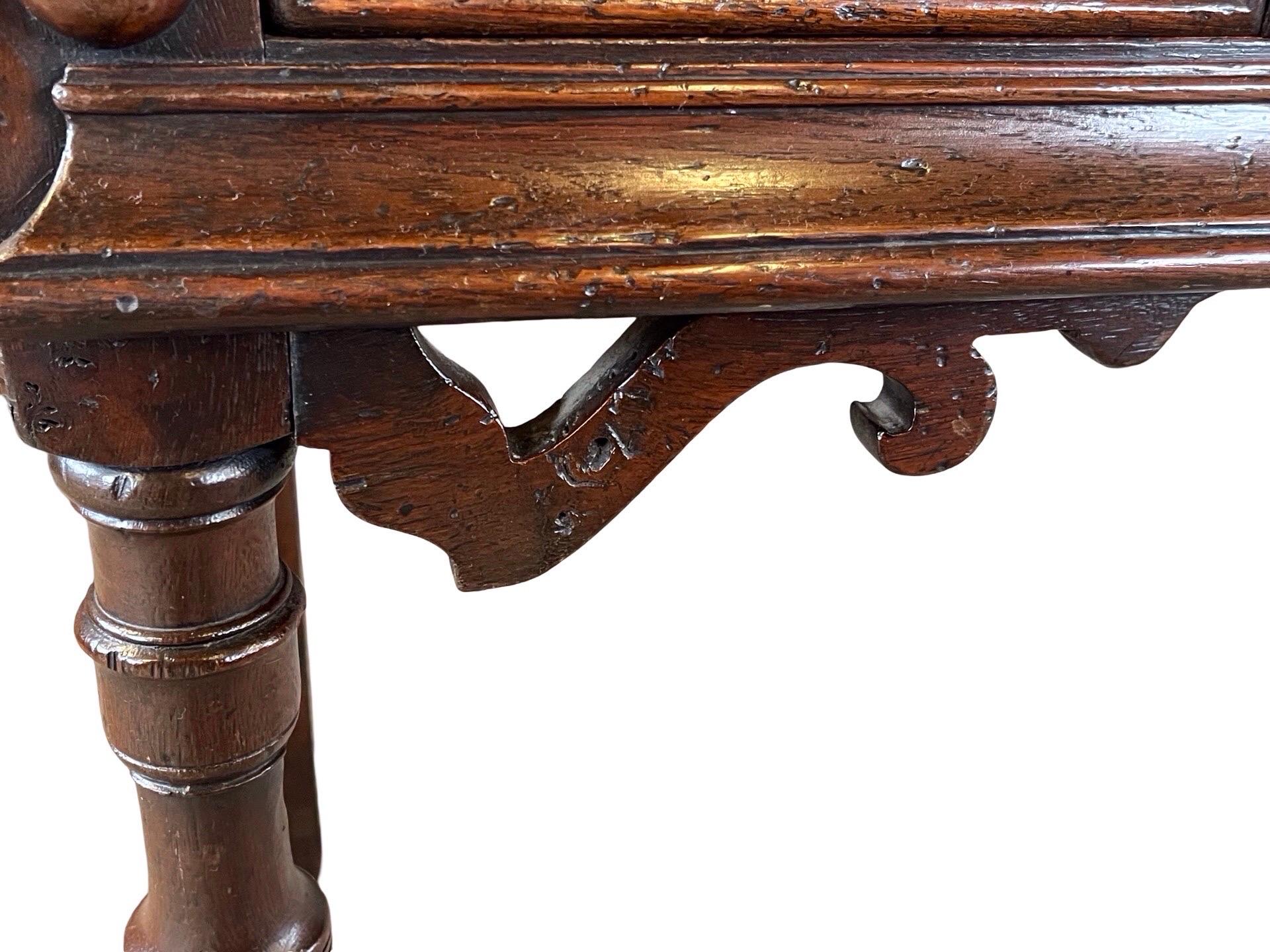 Hand-Carved Jacobean Style Oak Dresser Base / Console Table For Sale