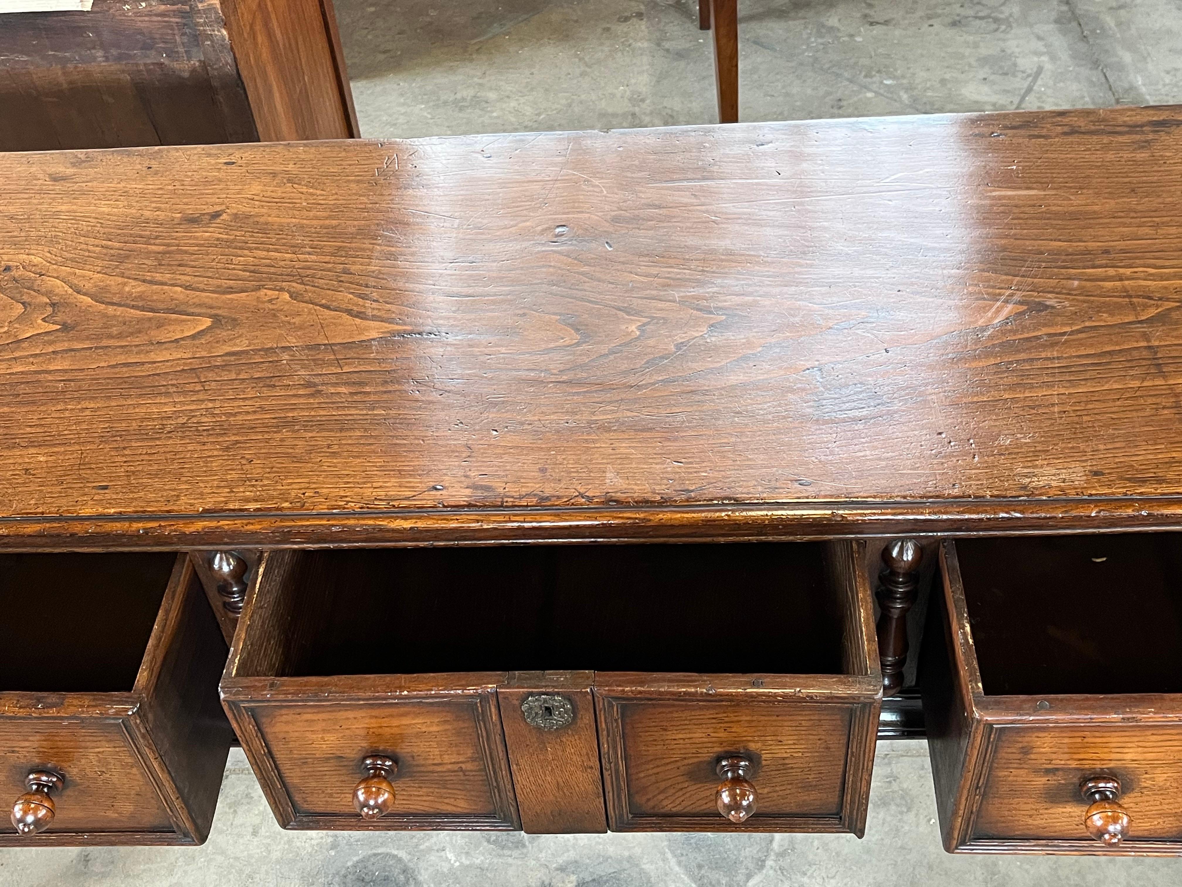 Jacobean Style Oak Dresser Base / Console Table For Sale 3