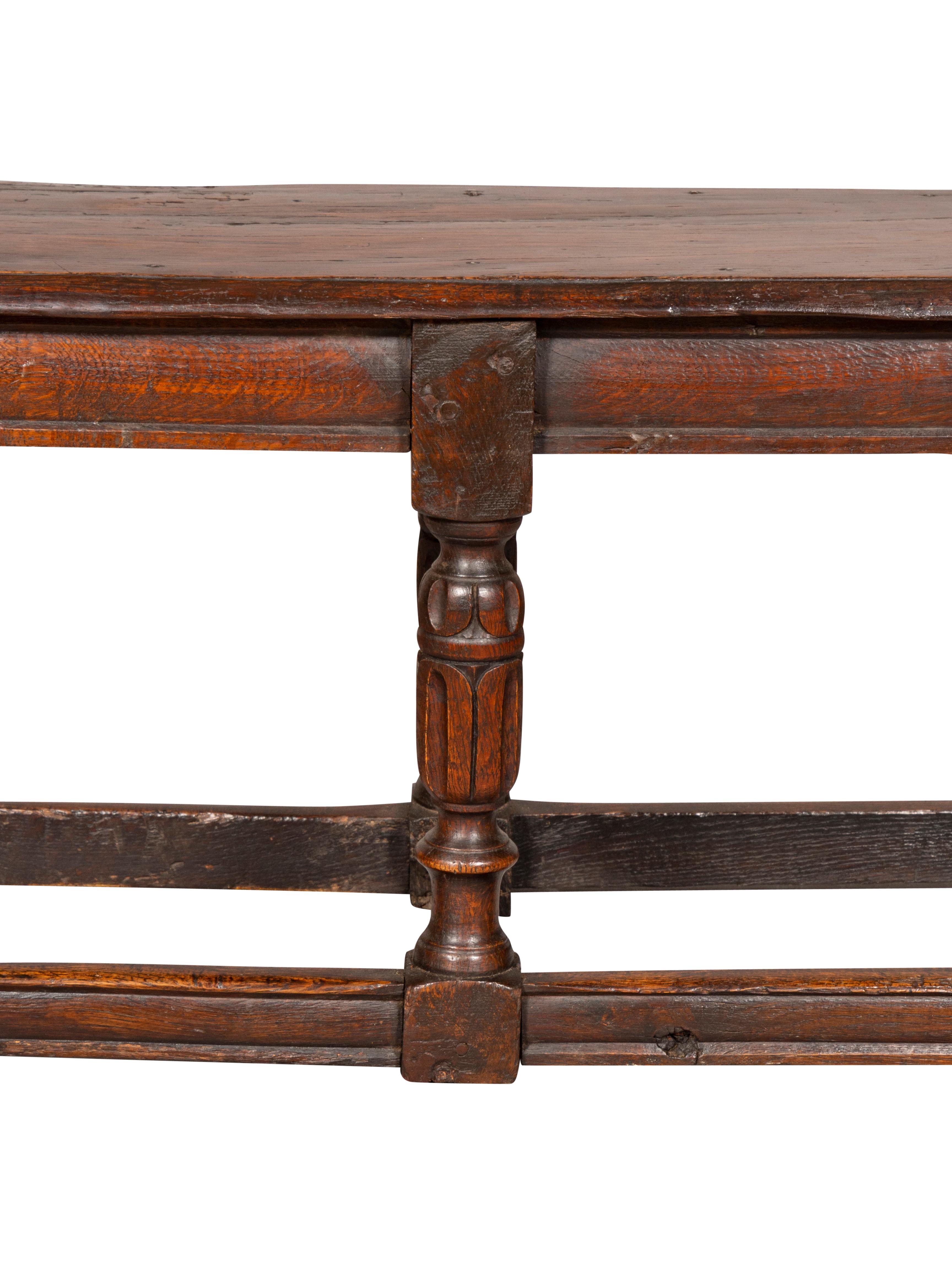 Jacobean Style Oak Long Bench 1