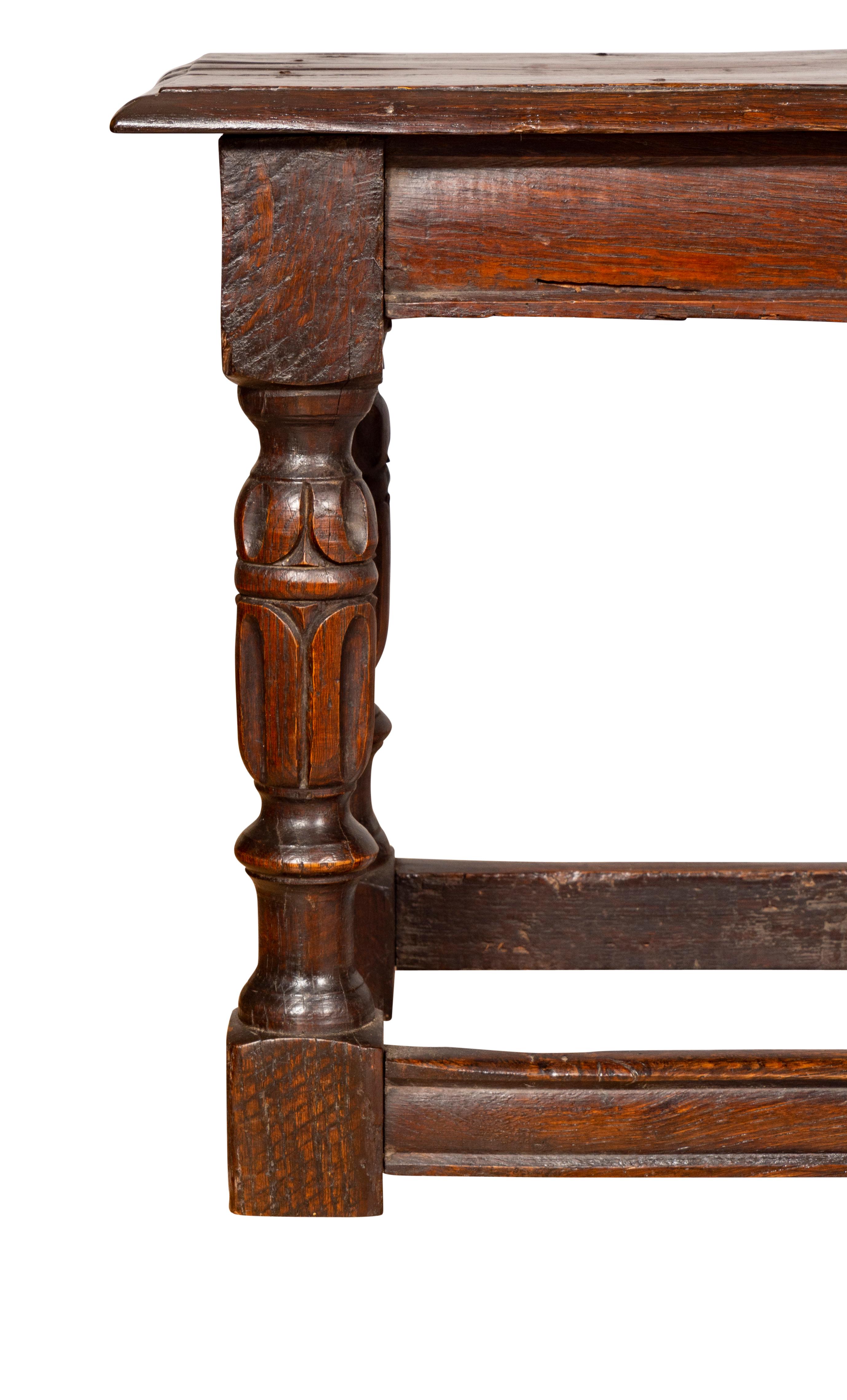 Jacobean Style Oak Long Bench 2
