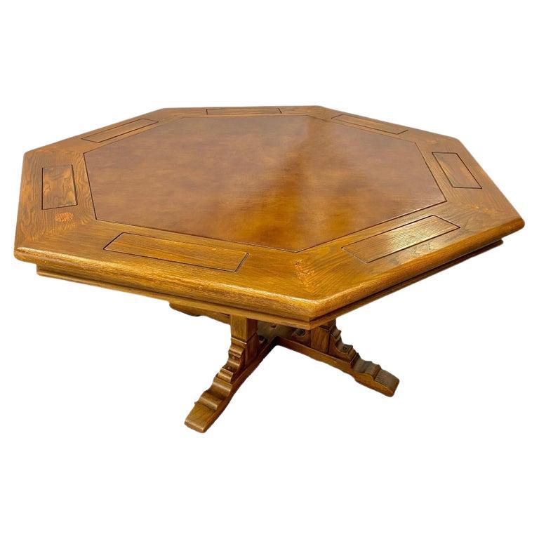 Jacobean style Oak Poker Table for 7 Players by Romweber For Sale at