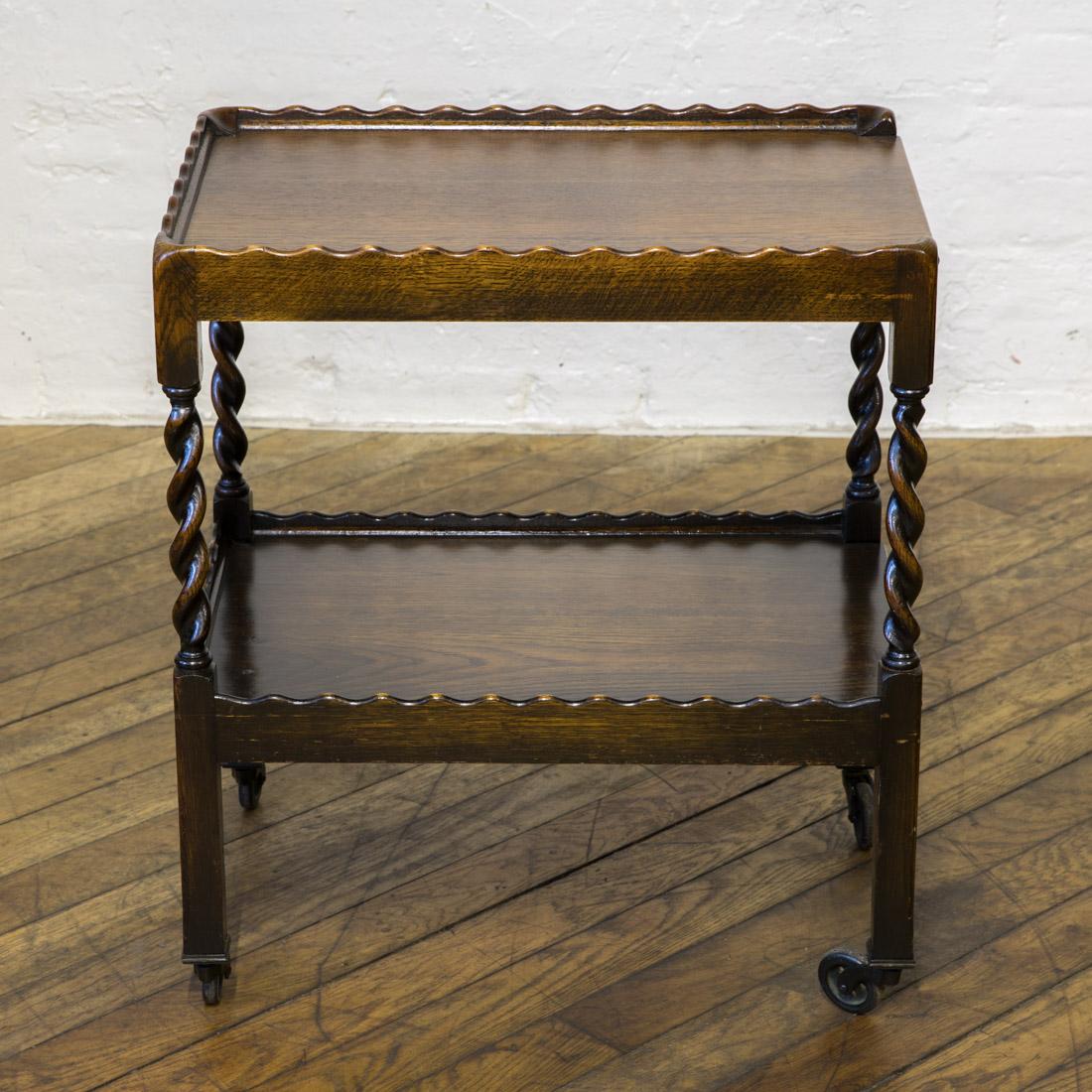 English Jacobean Style Oak Tea Trolley