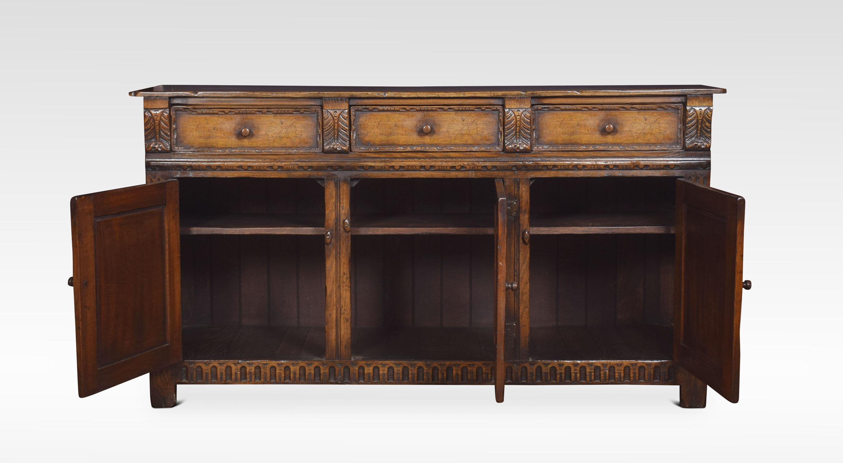 British Jacobean Style Oak Three-Drawer Dresser Base