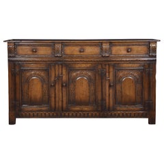 Jacobean Style Oak Three-Drawer Dresser Base