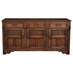 Antique Jacobean style oak three drawer dresser base