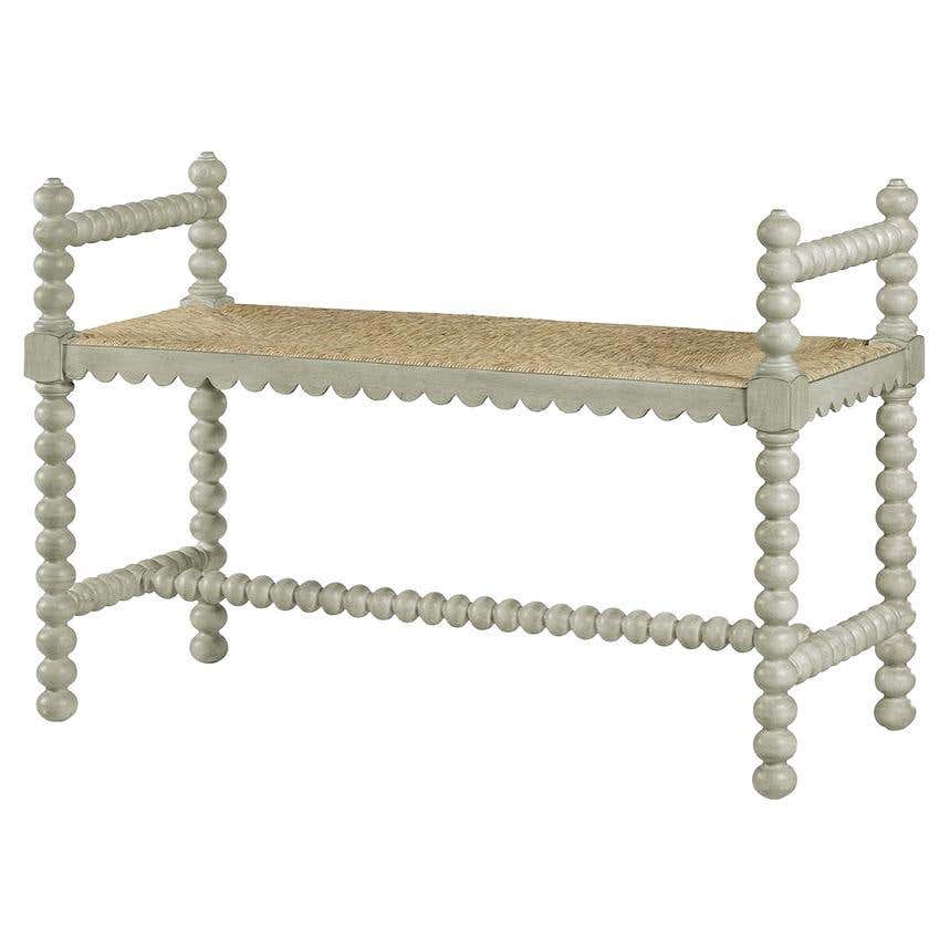 Jacobean Style Small Grey Painted Bench For Sale at 1stDibs