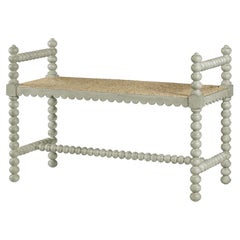 Jacobean Style Small Grey Painted Bench