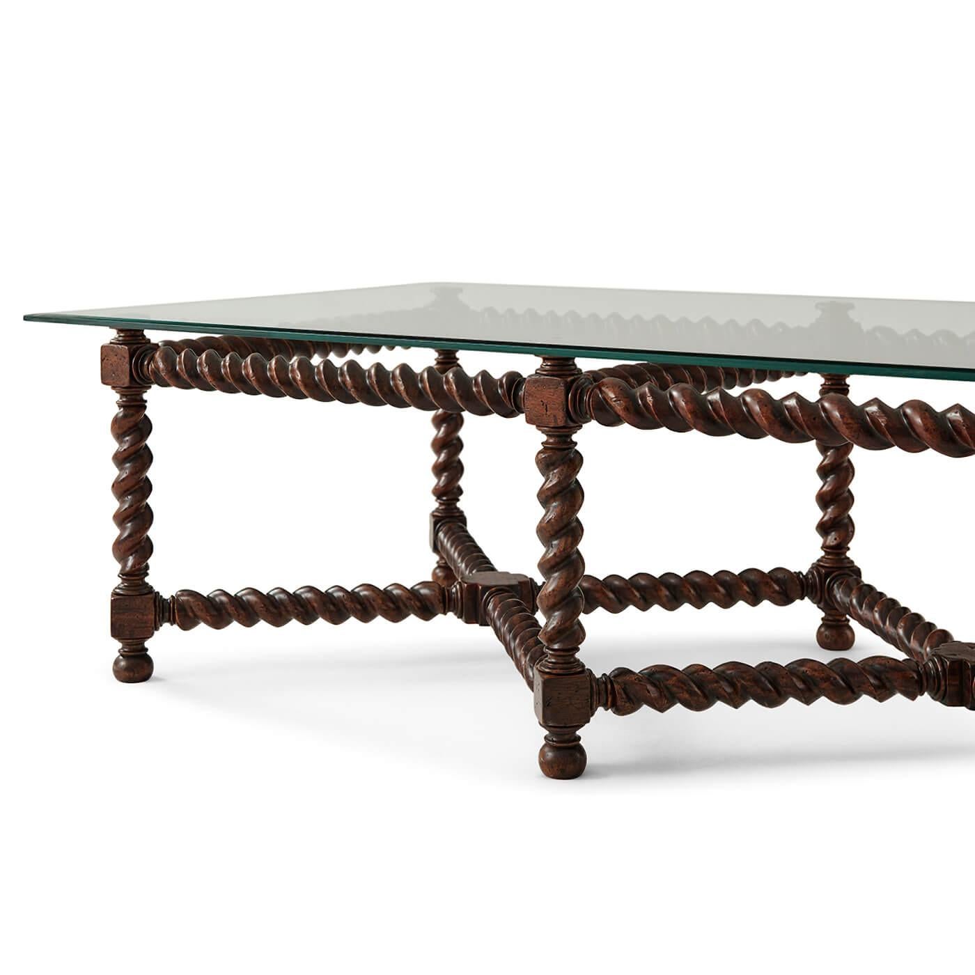 Contemporary Jacobean Style Spiral Leg Coffee Table For Sale