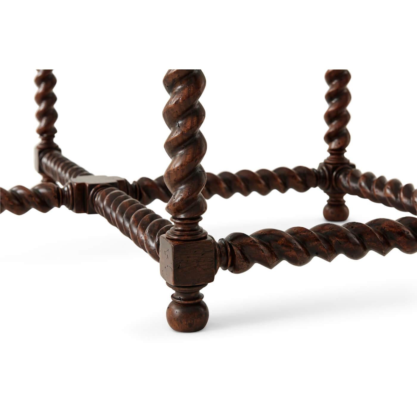 XXIe siècle et contemporain Table basse à pieds en spirale de style jacobéen