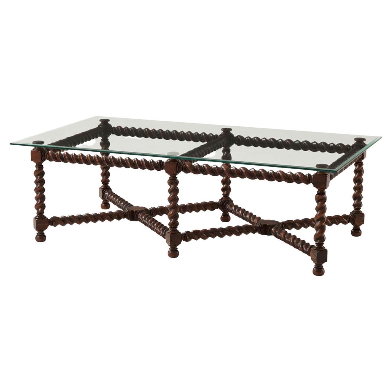 Jacobean Style Spiral Leg Coffee Table For Sale