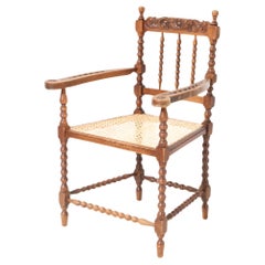 Fauteuil à bobines en hêtre teinté de style Jacobean, années 1900