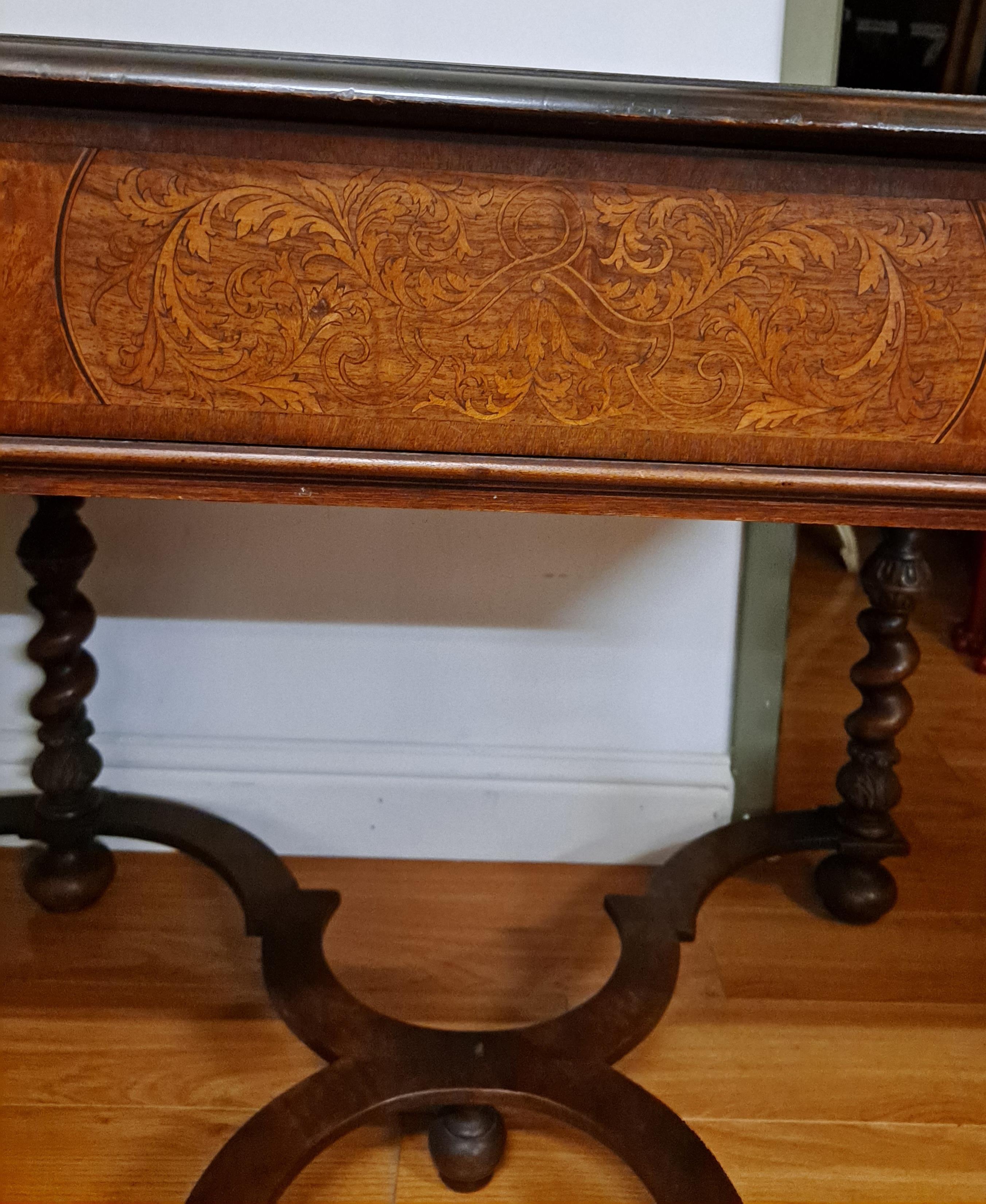 Wood Jacobean-Style Trestle Table/Writing Desk c.1910 For Sale