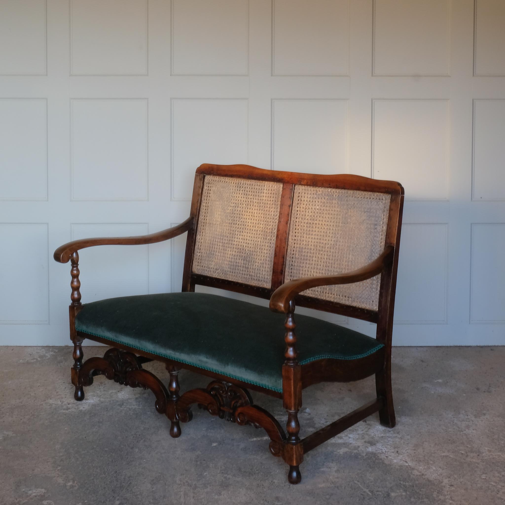 19th Century cane backed two seater settee For Sale at 1stDibs