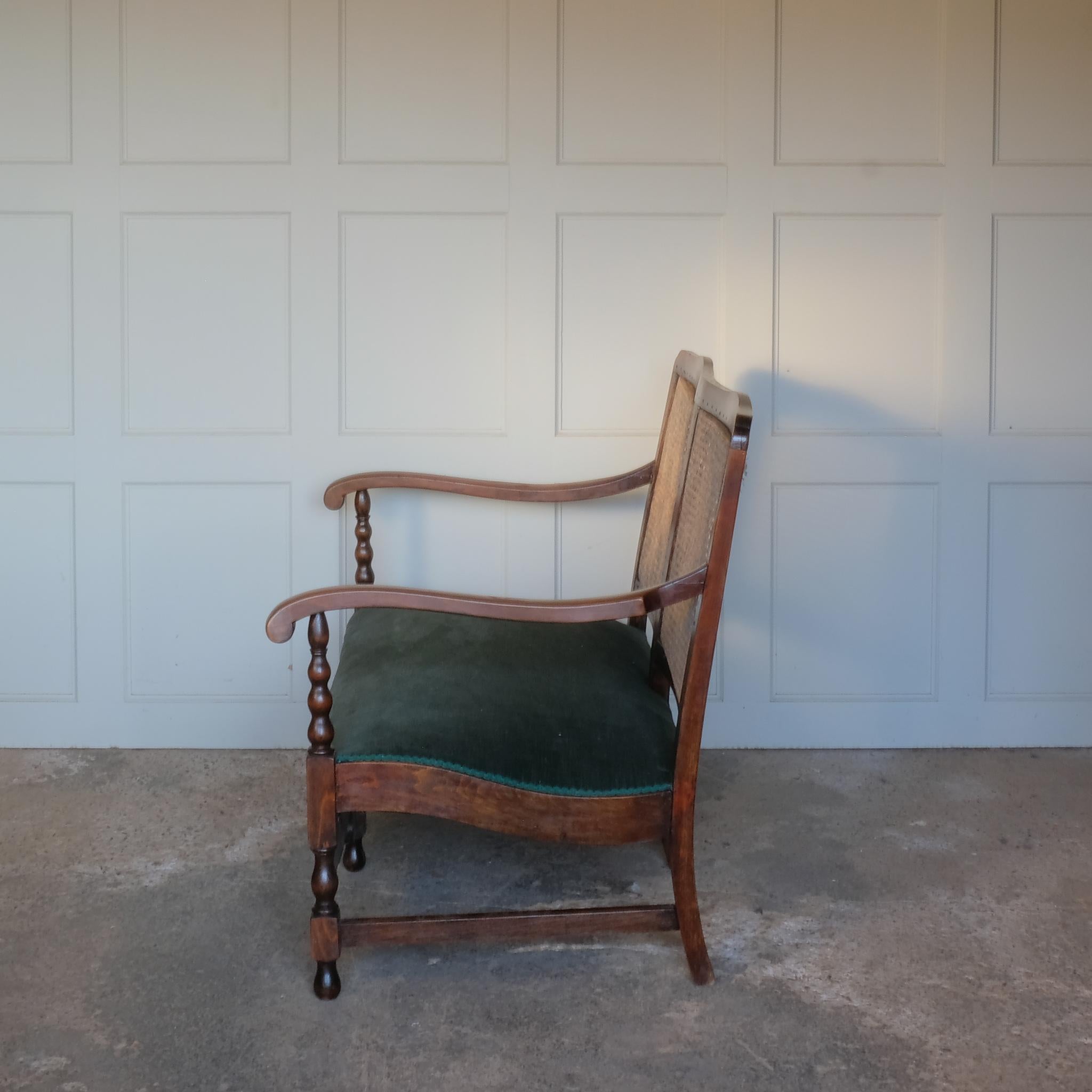 19th Century cane backed two seater settee For Sale at 1stDibs