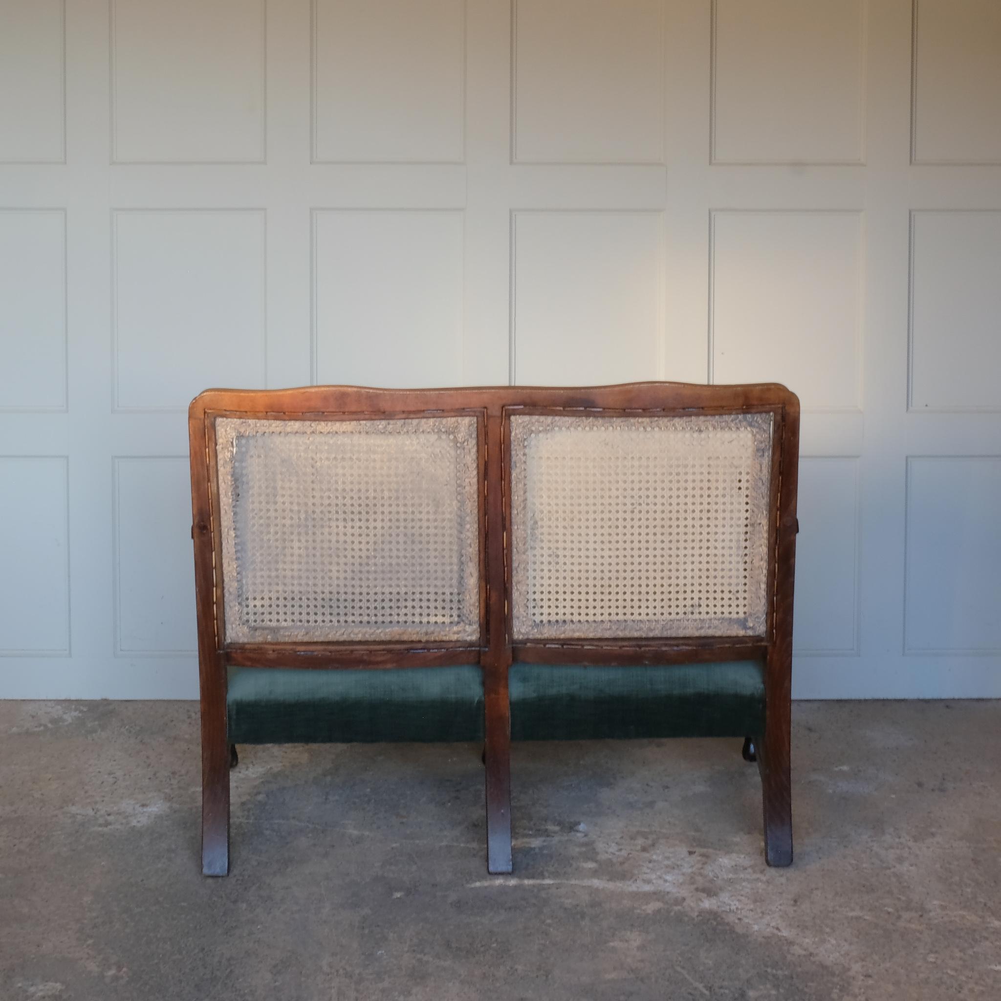19th Century cane backed two seater settee For Sale at 1stDibs