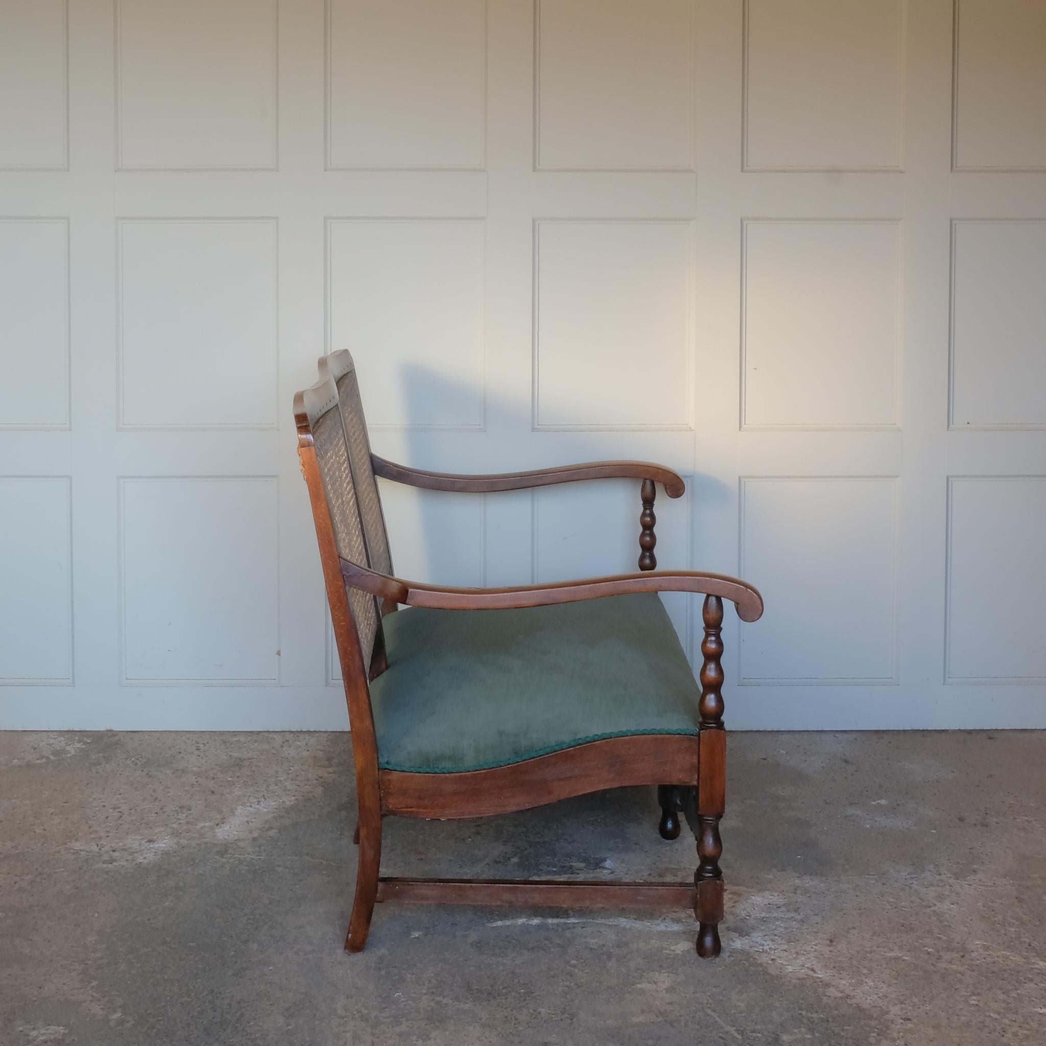 19th Century cane backed two seater settee For Sale at 1stDibs