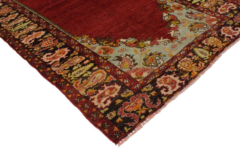 Jacobean Style Vintage Style Oushak Rug, Entry or Foyer Rug For Sale at ...