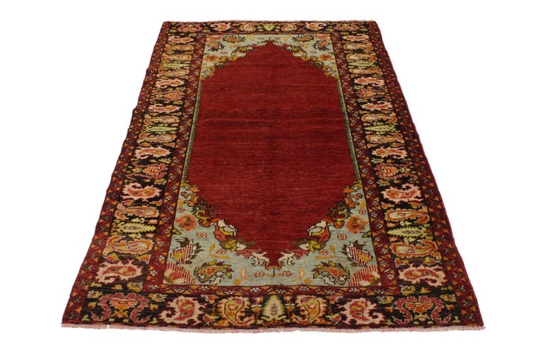 Jacobean Style Vintage Style Oushak Rug, Entry or Foyer Rug For Sale at ...