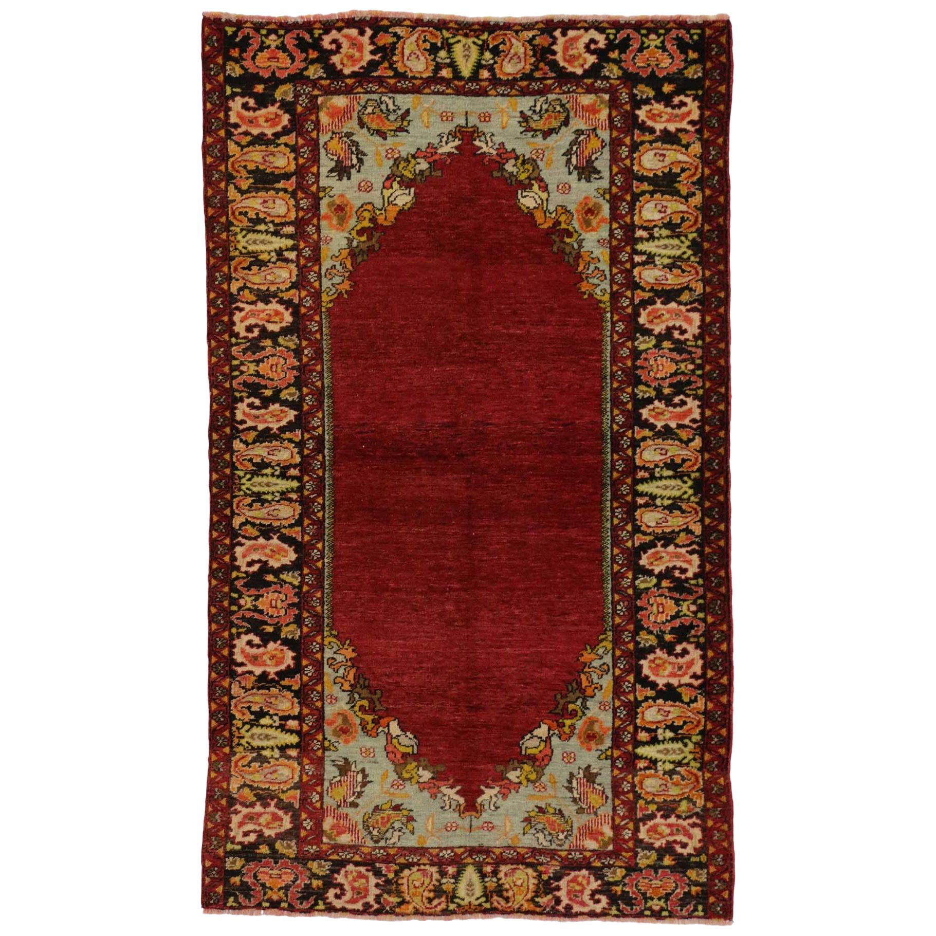 Jacobean Style Vintage Style Oushak Rug, Entry or Foyer Rug For Sale