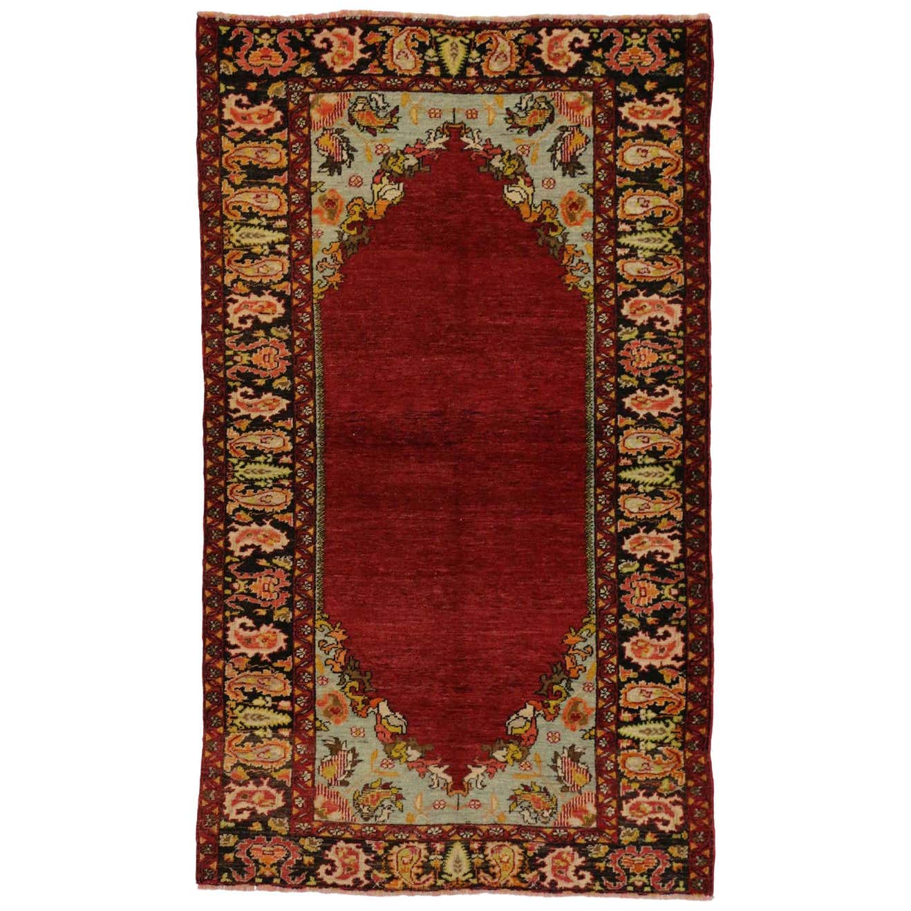 Jacobean Style Vintage Style Oushak Rug, Entry or Foyer Rug For Sale at ...