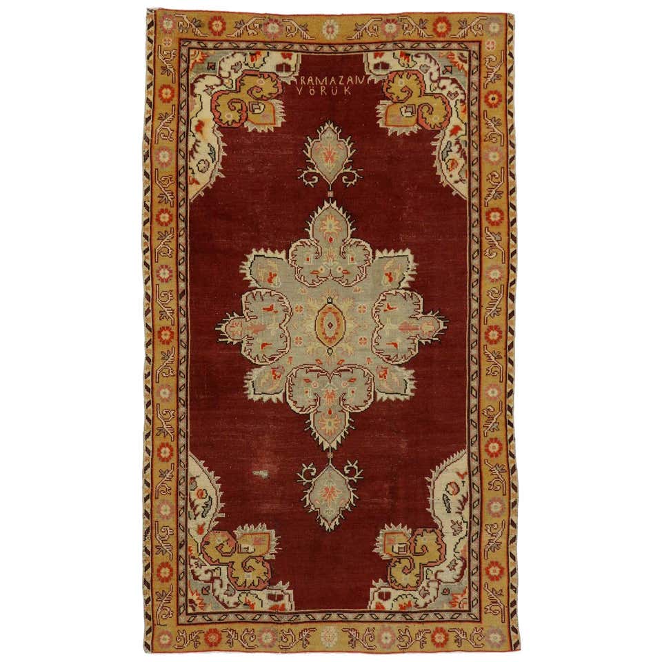 Soft Colored Vintage Turkish Oushak Area Rug, Hall Accent Rug at 1stDibs