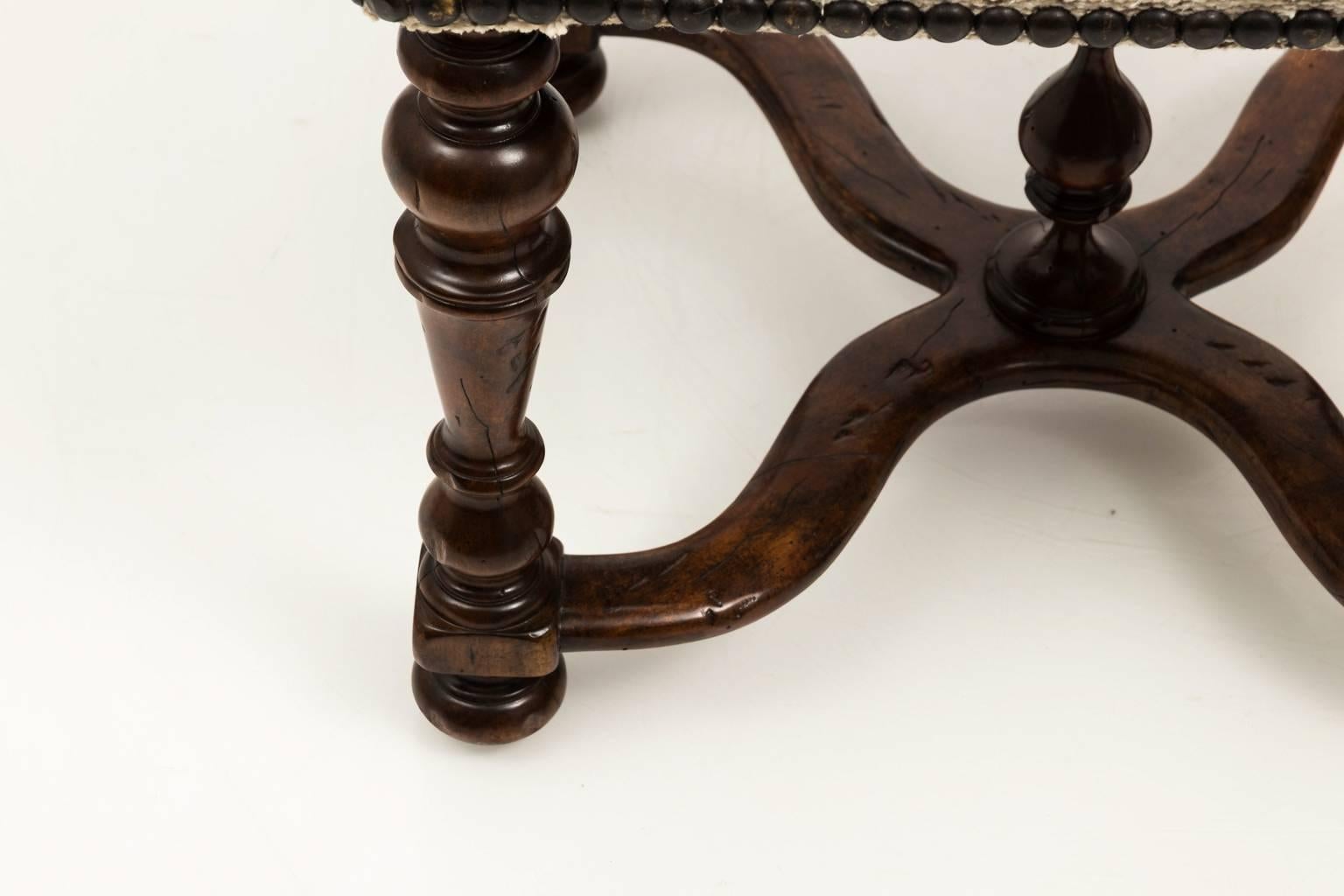Jacobean Style Walnut Bench For Sale 4