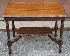 Jacobean Style Walnut Side Table With Scalloped Turtle Top and Turned Legs