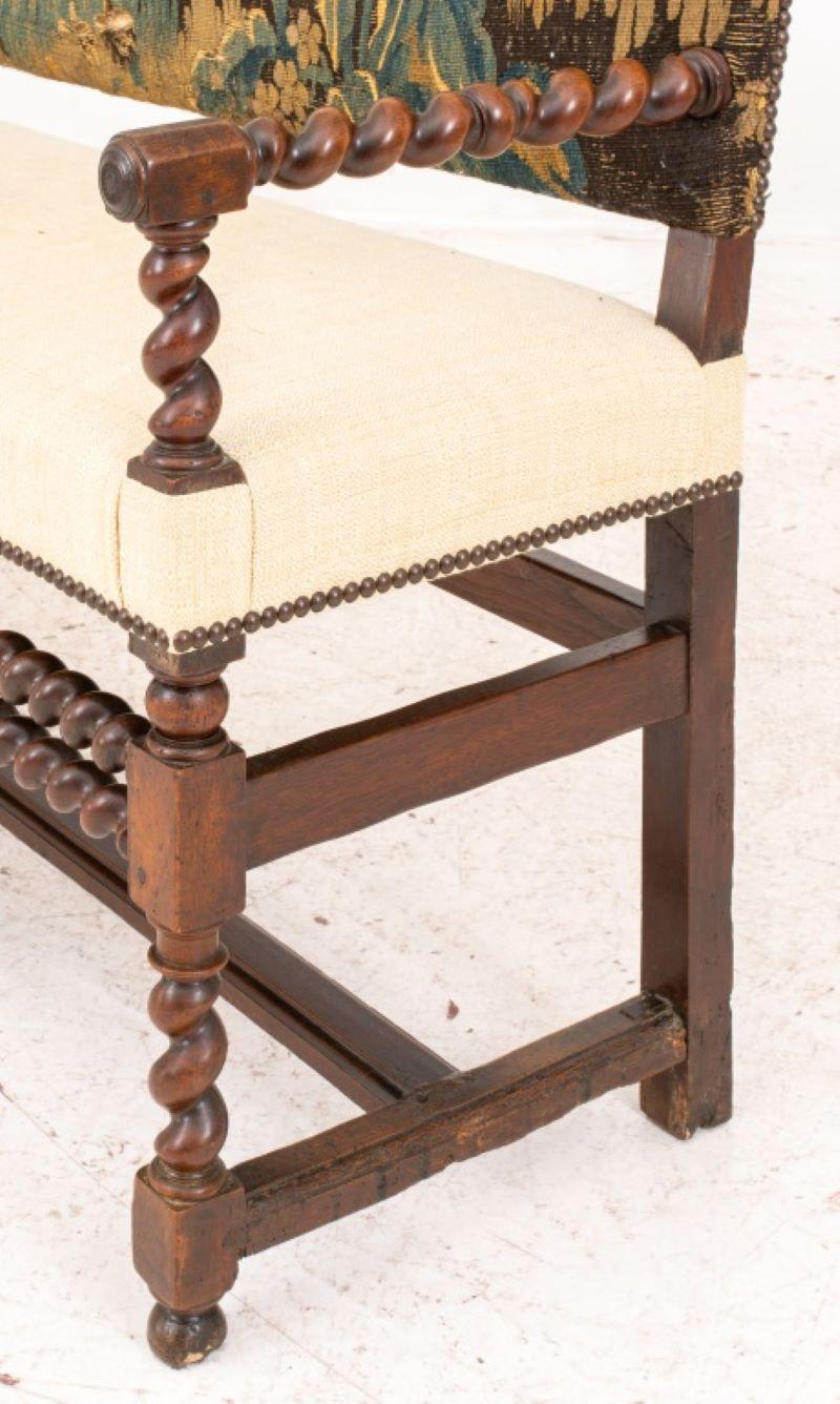 Jacobean Style Wood Bench with Verdure Tapestry 1