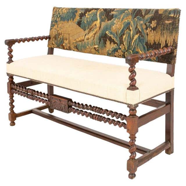 Bench Large Needlework Midcentury Needlepoint Rosewood Bench, circa 1960s For Sale at 1stDibs