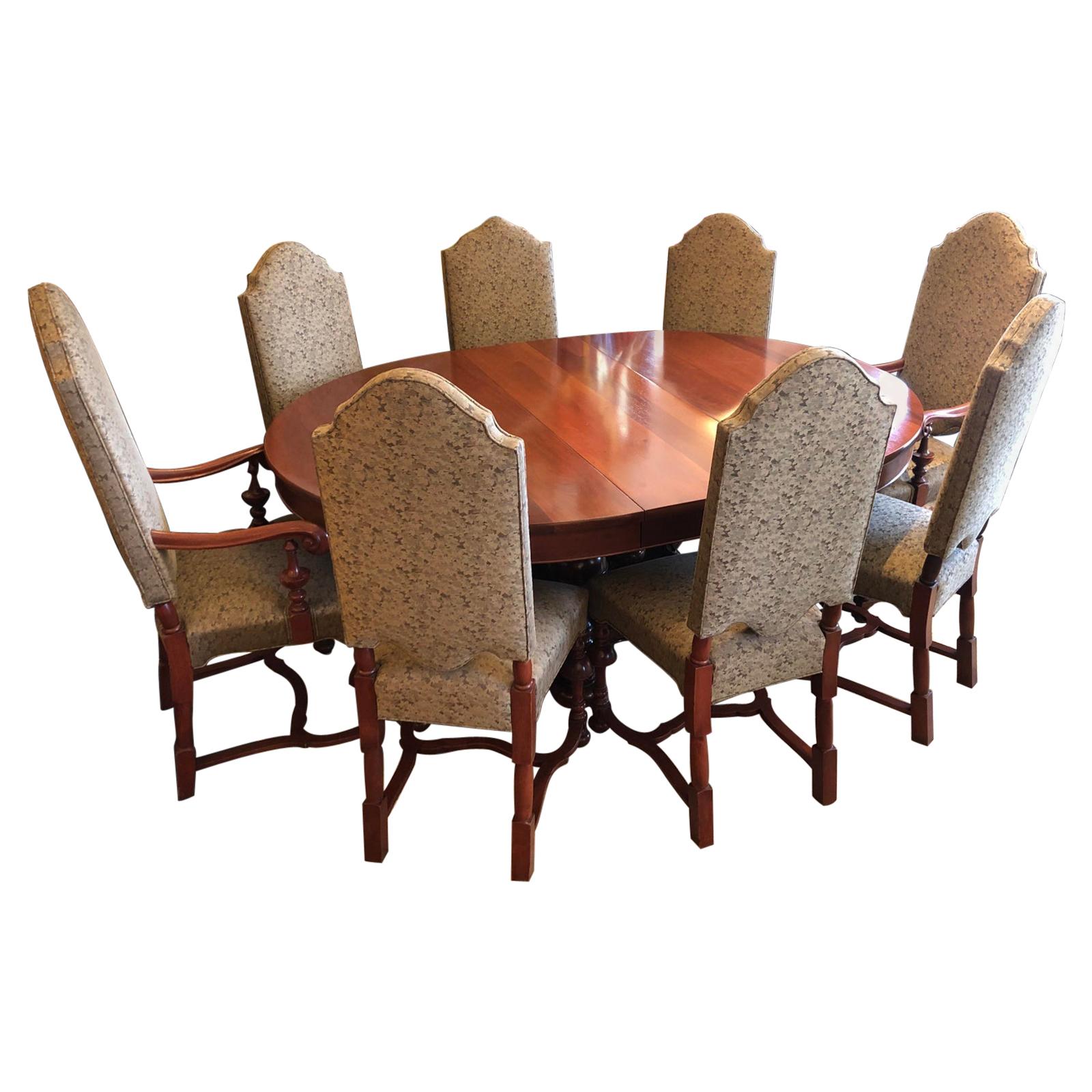 Jacobean Table and Eight Chairs Set For Sale