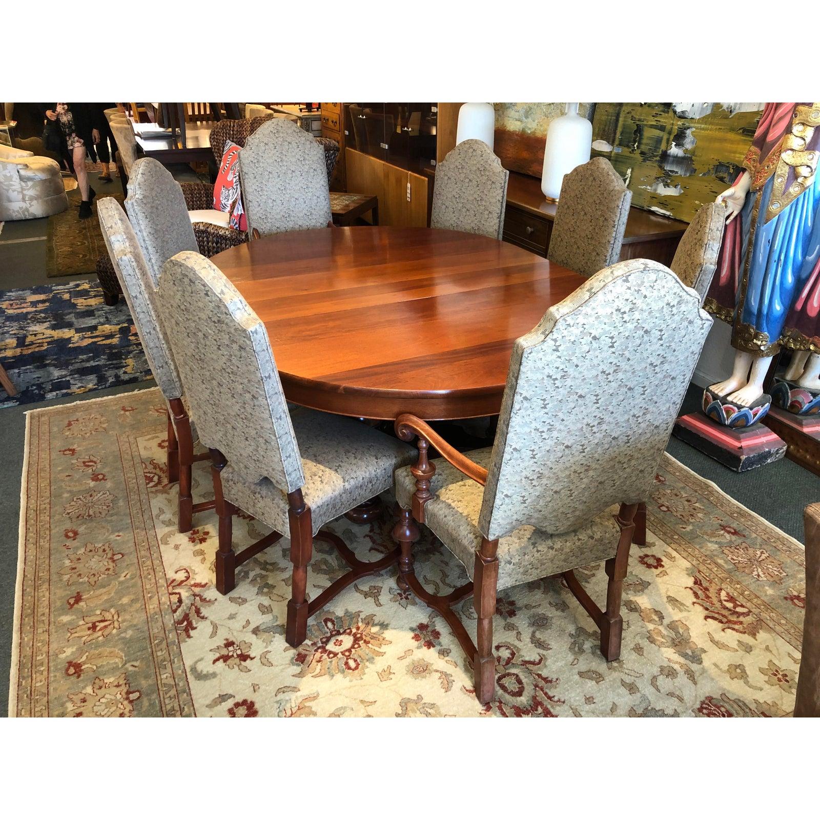 Jacobean Table and Eight Chairs Set In Good Condition For Sale In San Francisco, CA