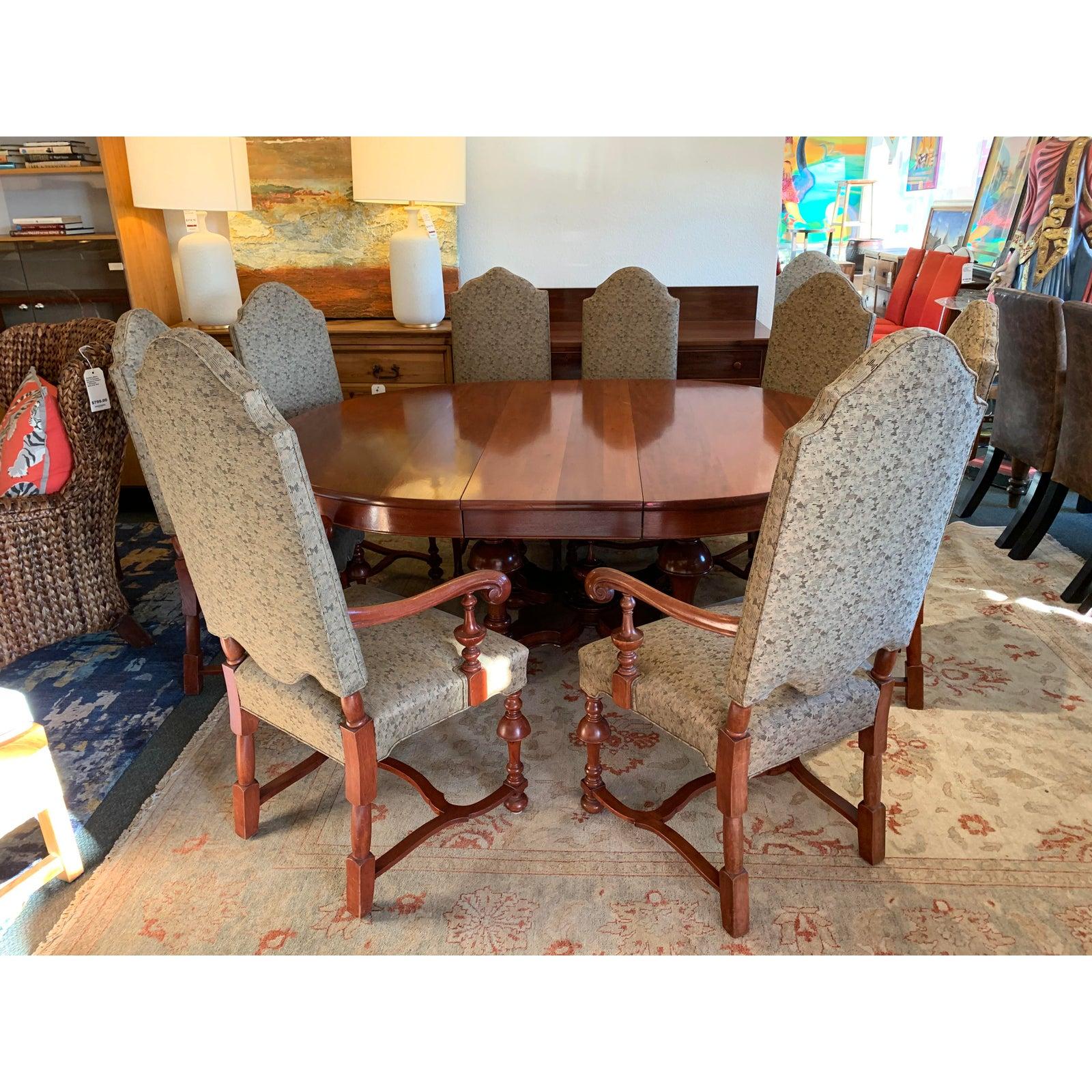 Contemporary Jacobean Table and Eight Chairs Set For Sale