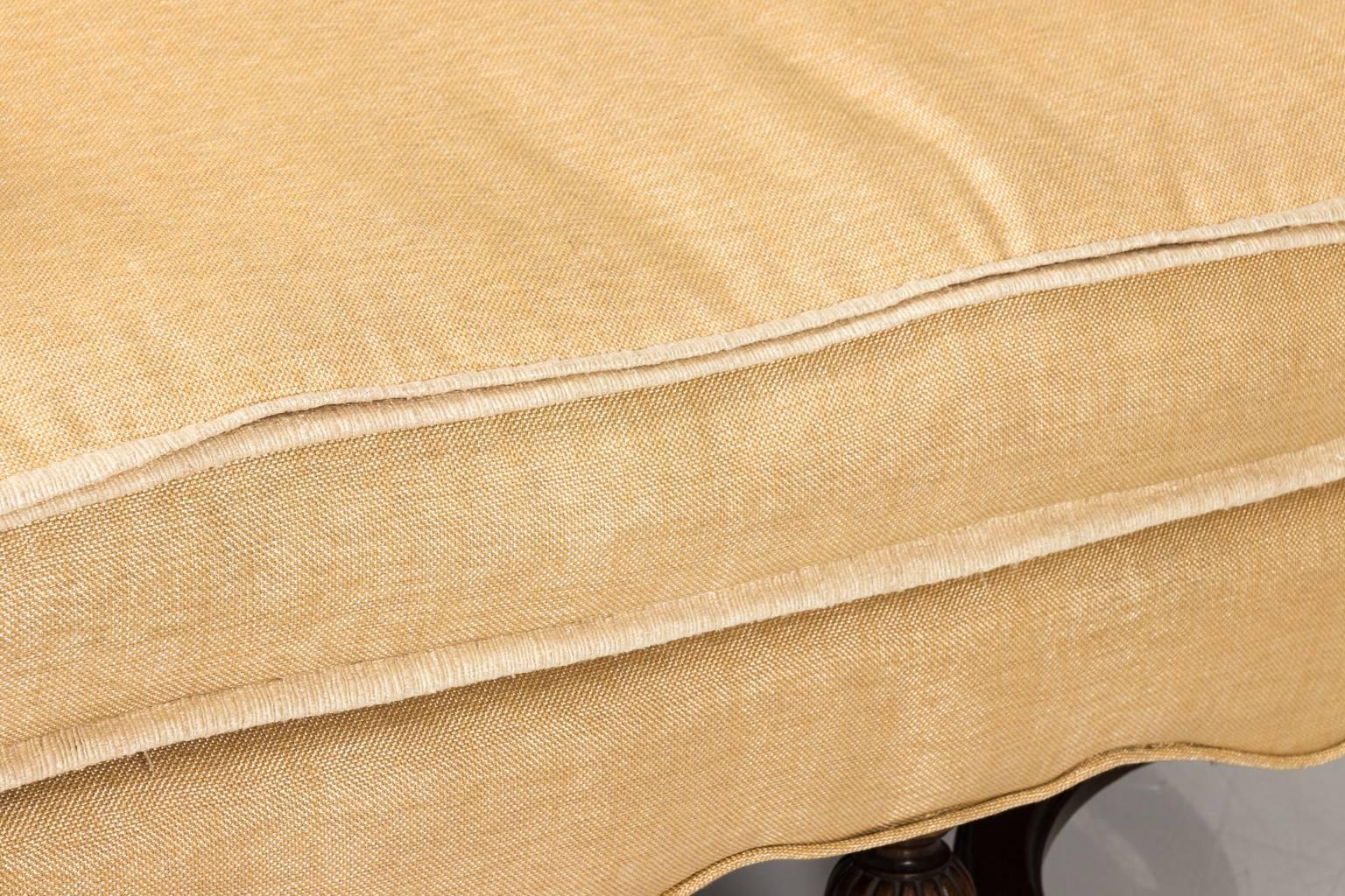 Linen Jacobean Upholstered Settee