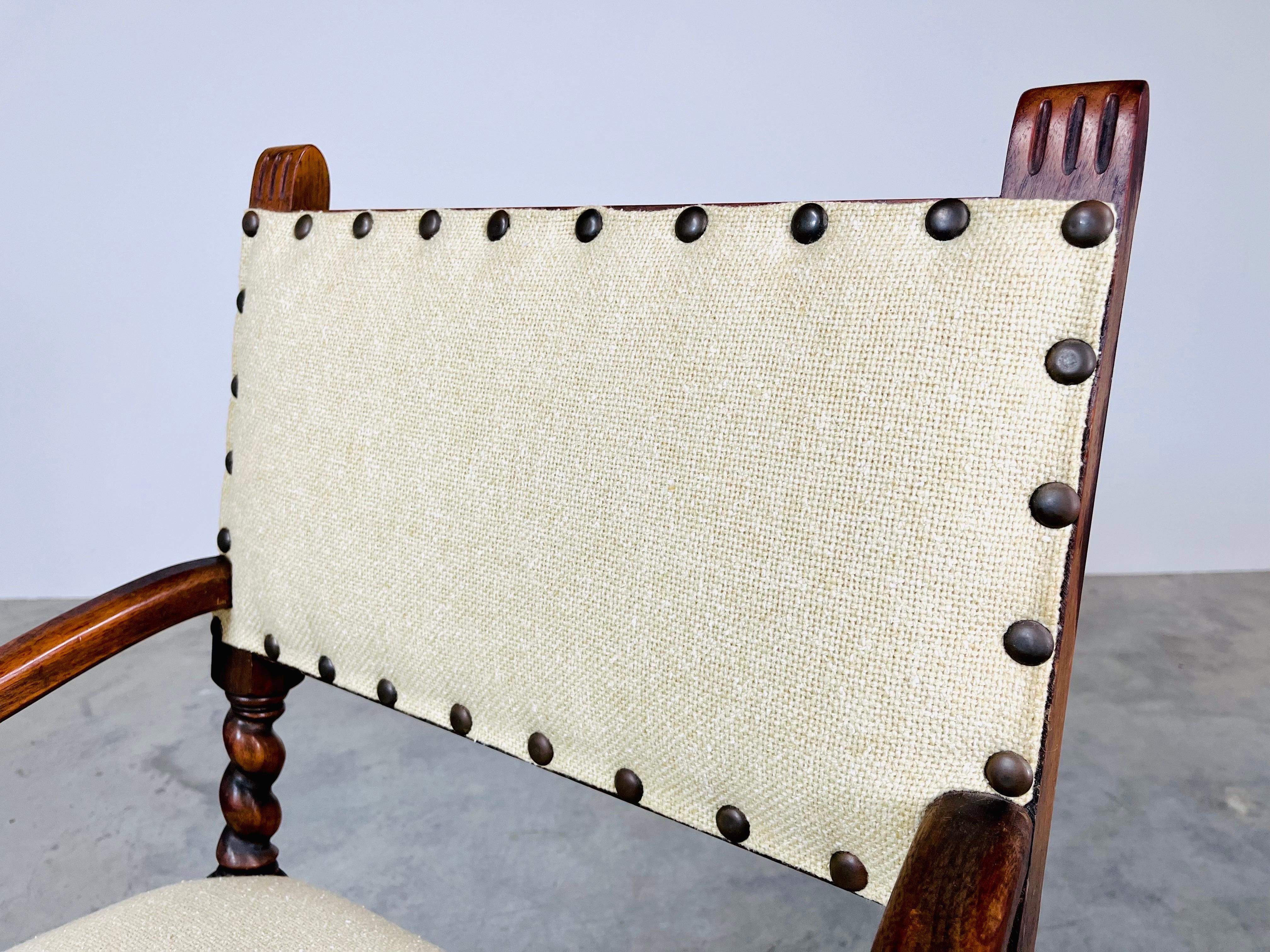Jacobean Walnut Barley Twist Arm Chair by Kittinger 19th Century For Sale 2