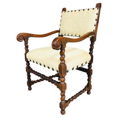 Jacobean Walnut Barley Twist Arm Chair by Kittinger 19th Century