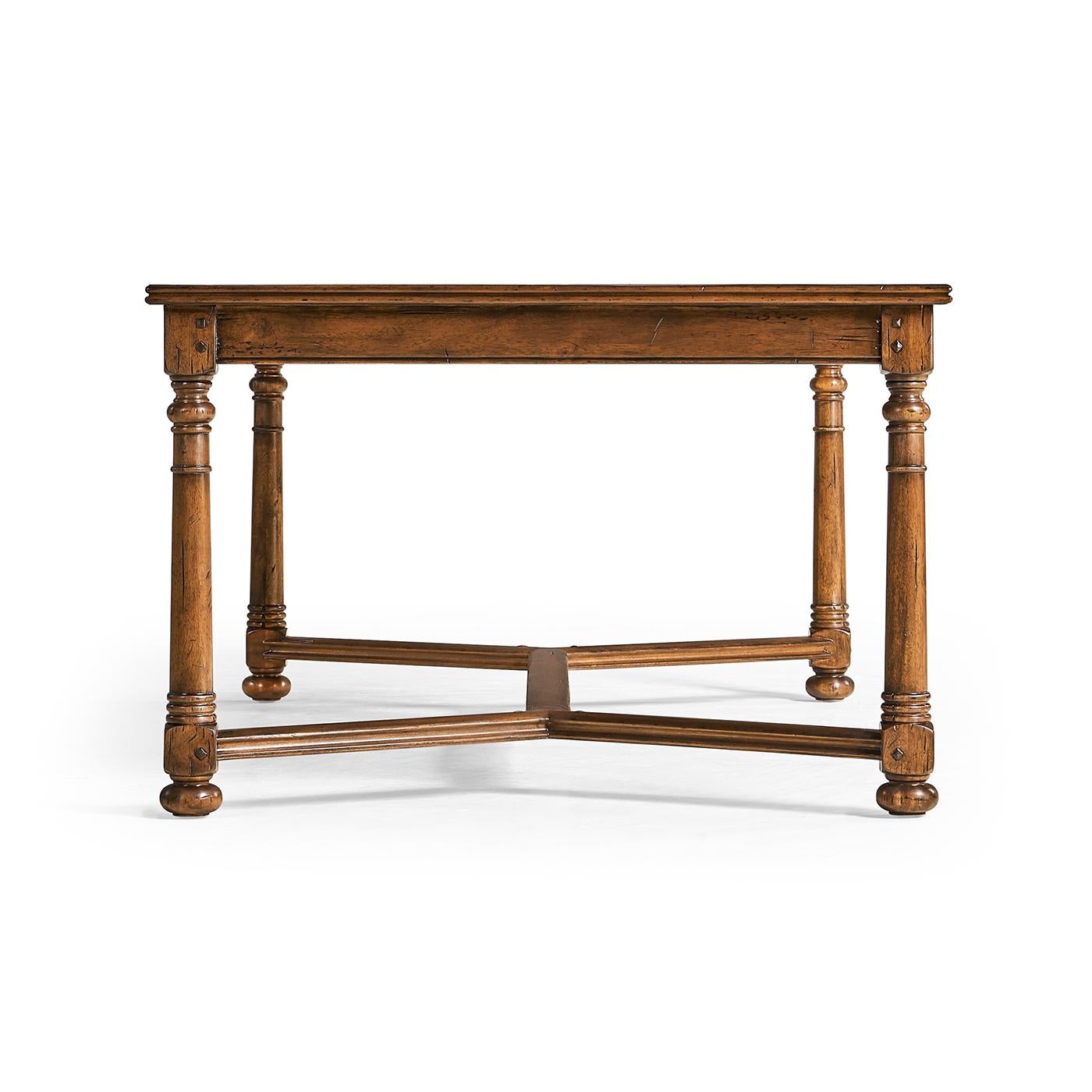 Jacobean Walnut Rectangular Coffee Table In New Condition For Sale In Westwood, NJ