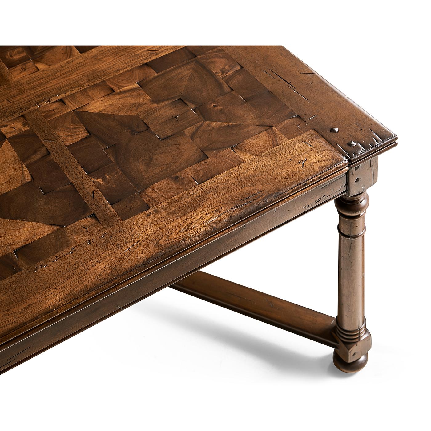 Wood Jacobean Walnut Rectangular Coffee Table For Sale