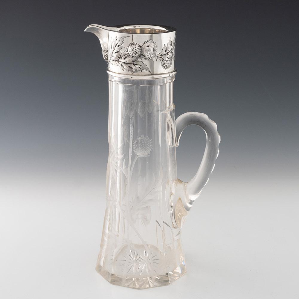 American Jacobi and Jenkins Silver and Glass Water Jug c1908 For Sale