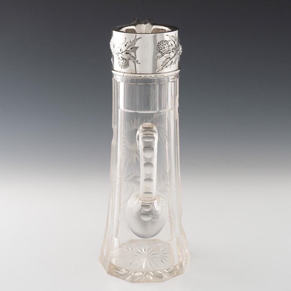 Early 20th Century Jacobi and Jenkins Silver and Glass Water Jug c1908 For Sale