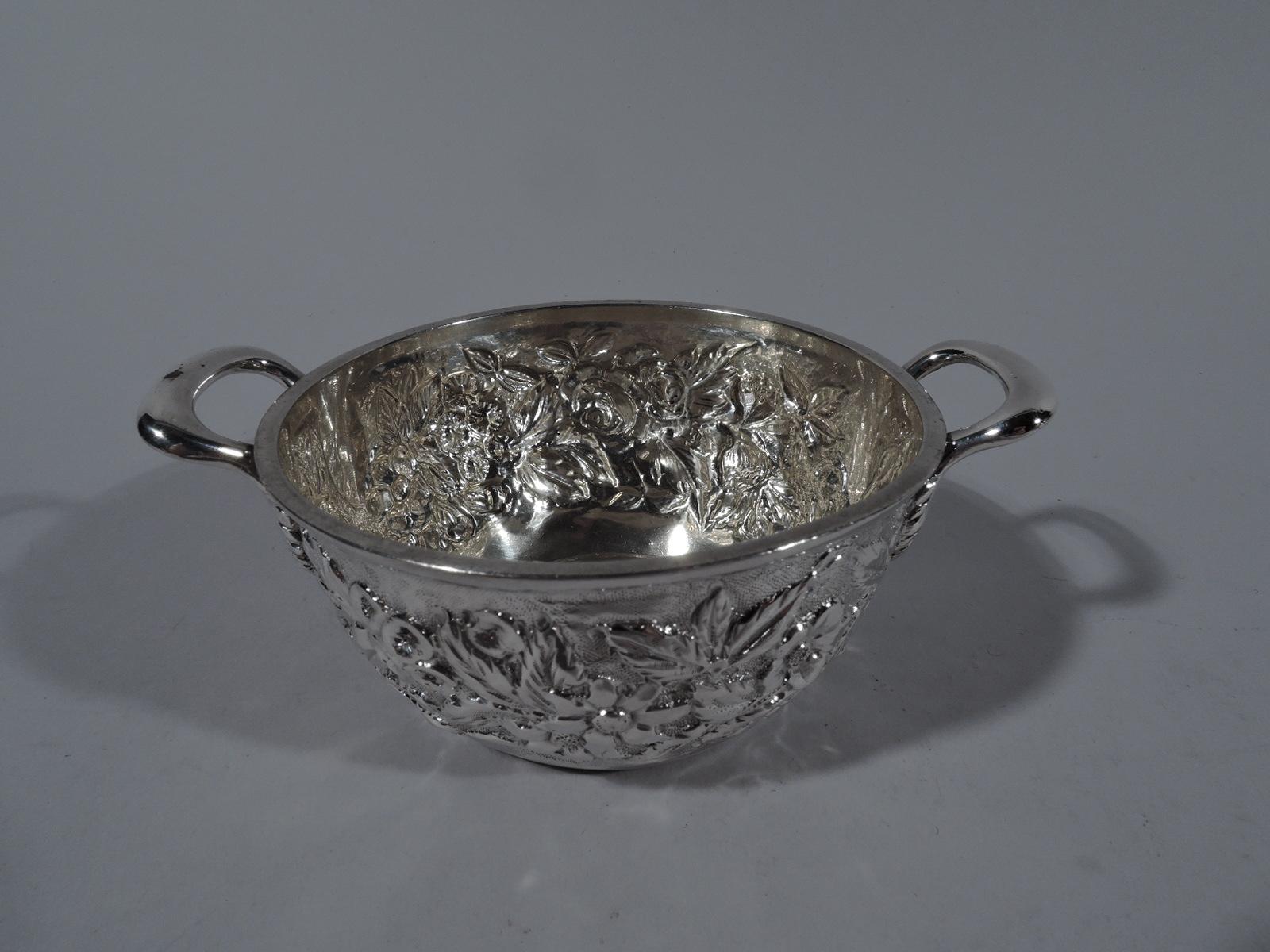 Jacobi & Jenkins Baltimore Repousse Sterling Silver 3-Piece Bachelor Tea Set In Excellent Condition In New York, NY