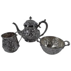 Jacobi & Jenkins Baltimore Repousse Sterling Silver 3-Piece Bachelor Tea Set