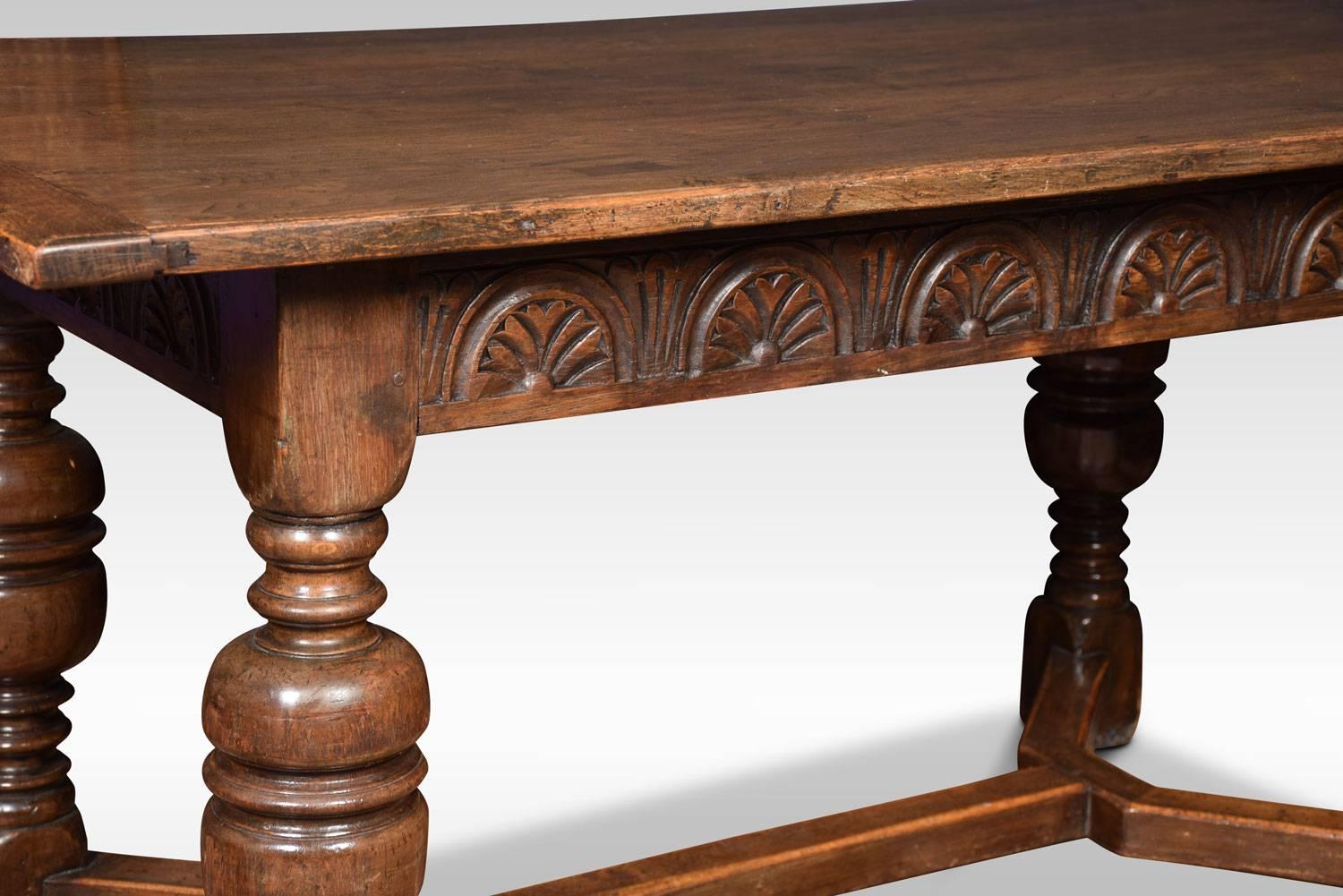 British Jacobian Style Oak Refectory Table For Sale