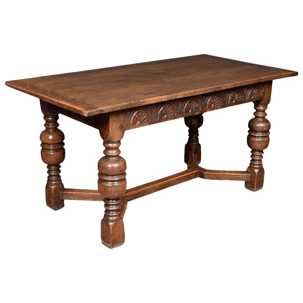 Jacobian Style Oak Refectory Table For Sale