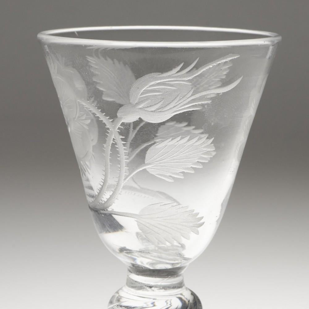 George II Jacobite Engraved Wine Glass c1750 - Engraver A