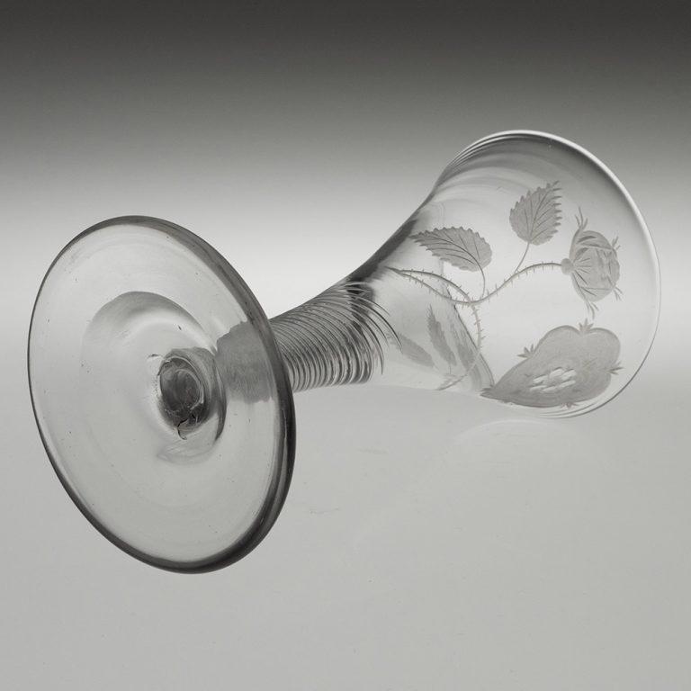 Vetro soffiato Bicchiere da vino inciso giacobita Incisore E in vendita