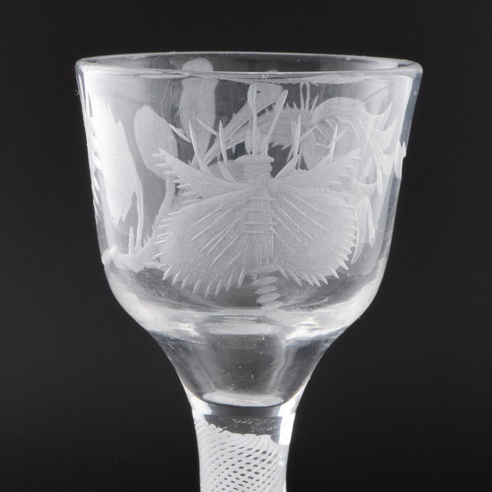 Jacobite Sympathy Opaque Twist Wine Glass c1760 3