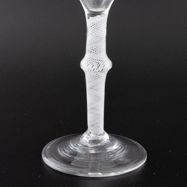 British Jacobite Sympathy Opaque Twist Wine Glass c1760