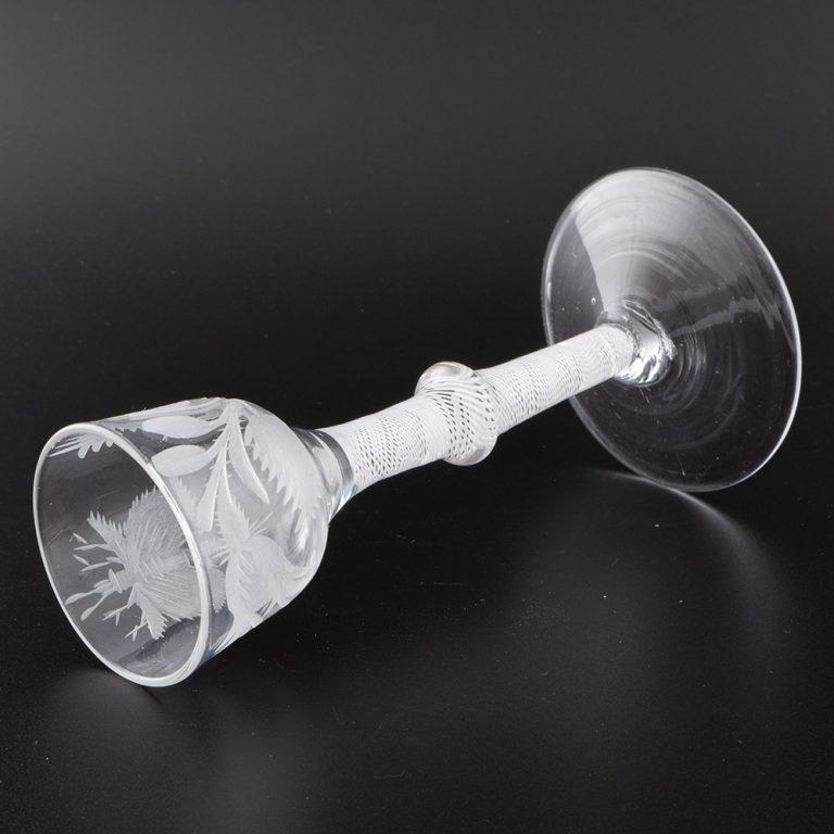 Jacobite Sympathy Opaque Twist Wine Glass c1760 In Good Condition In Tunbridge Wells, GB