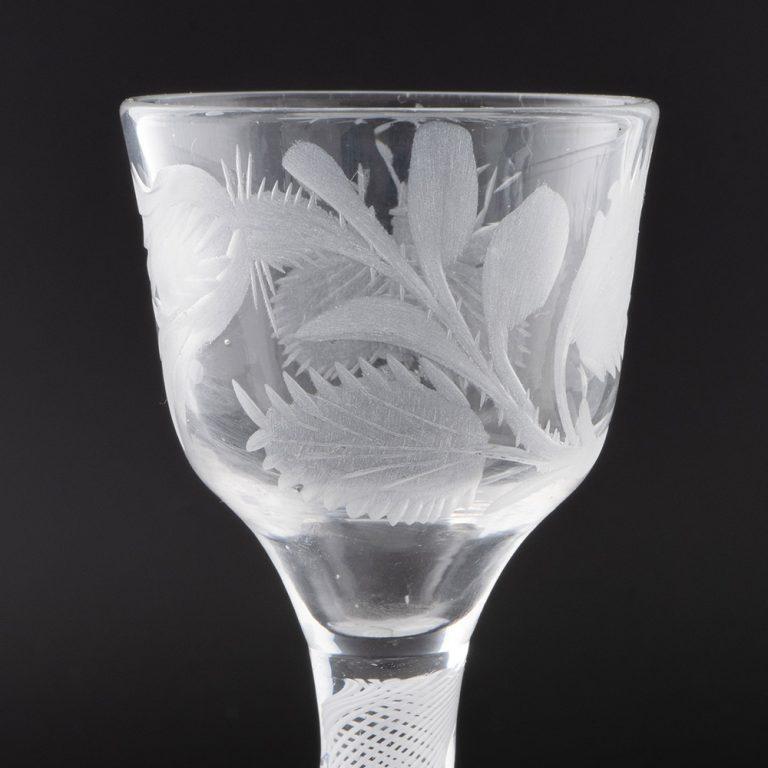 Jacobite Sympathy Opaque Twist Wine Glass c1760 2