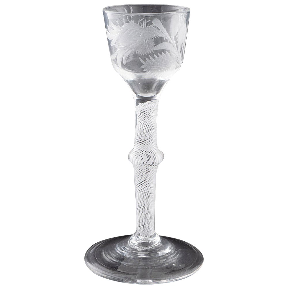 Jacobite Sympathy Opaque Twist Wine Glass c1760